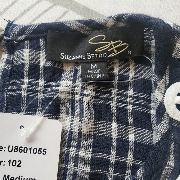 Suzanne Betro Sz M NWT prairie, babydoll empire waist puff sleeve top - Picture 3 of 11